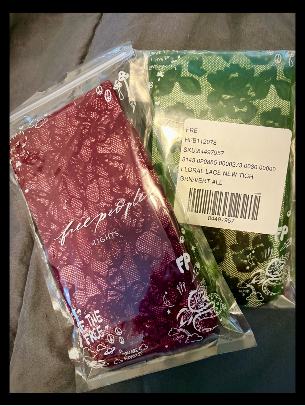 💚 2 pair ✨Free People Floral Lace Tights ♥️